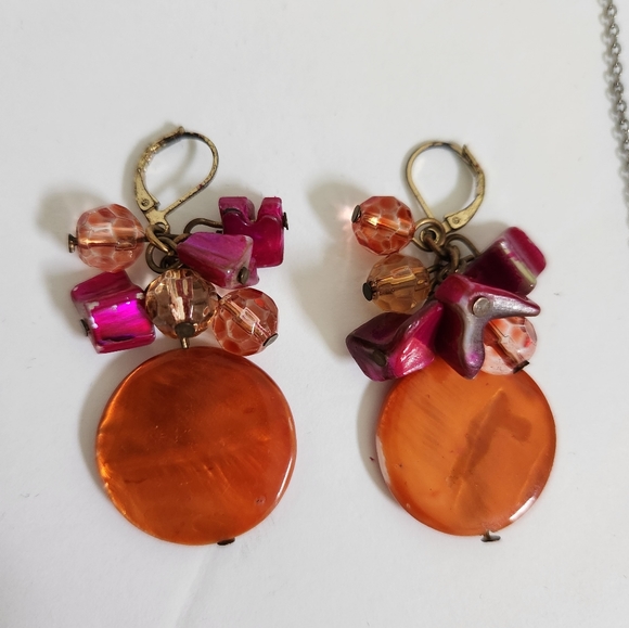 Beautiful shell charms earrings Pink/Orange - Picture 2 of 4